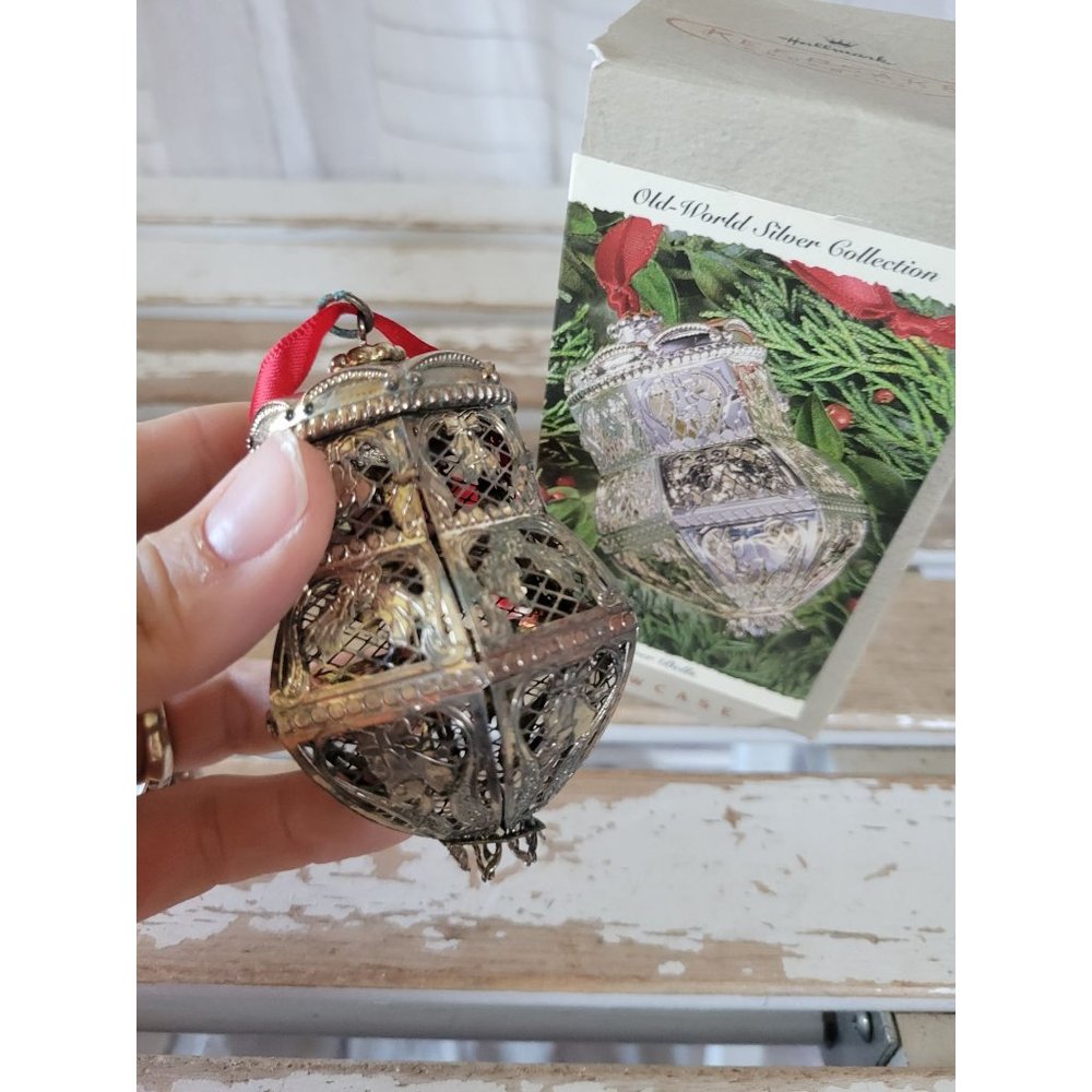 Hallmark silver bells old world silver collection ornament as is 1994